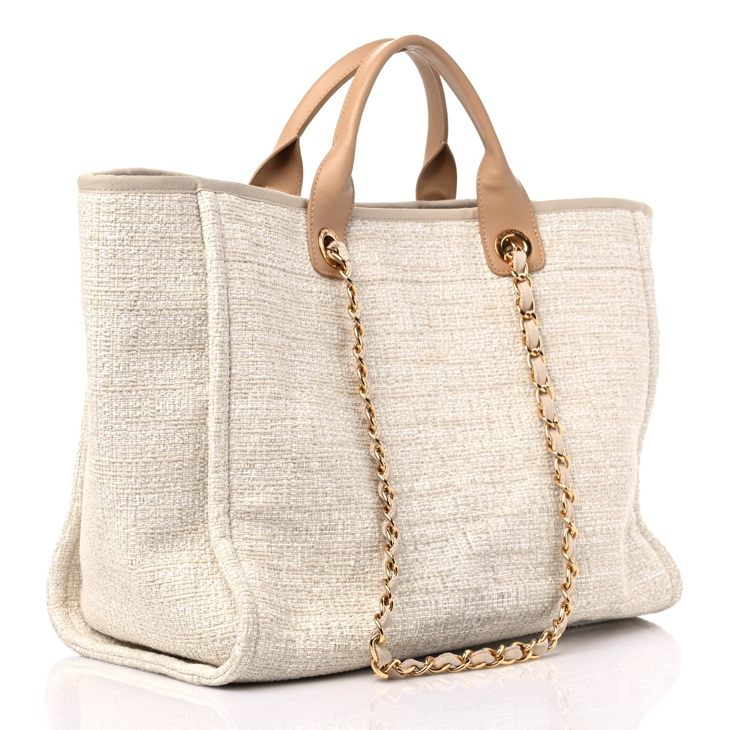 Chanel Canvas Large Deauville Tote Light Beige 3 of 10