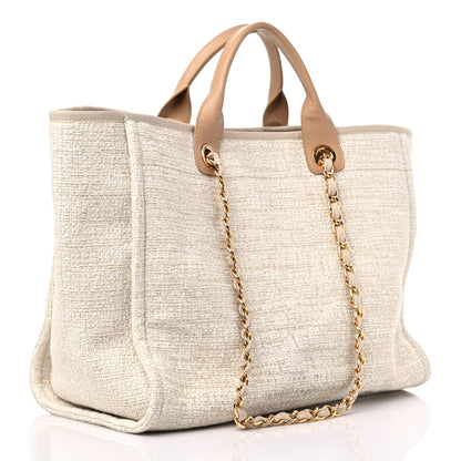 Chanel Canvas Large Deauville Tote Light Beige 3 of 10