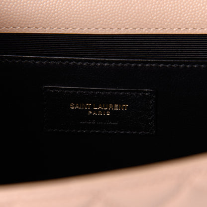 Saint Laurent Grain De Poudre Textured Mixed Matelasse Medium Triquilt Monogram Satchel Dark Beige 6 of 10