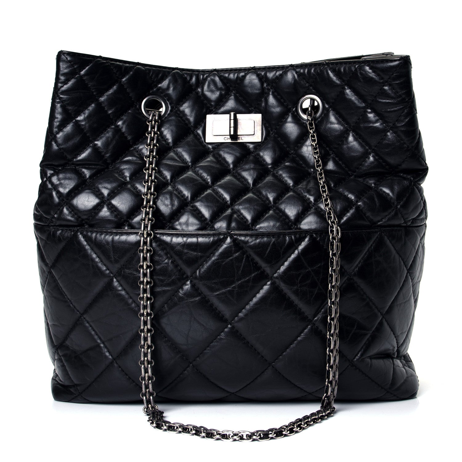 Chanel Aged Calfskin Quilted Reissue 2.55 Tote Black 1 of 4