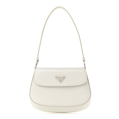 Prada Spazzolato Cleo Flap Shoulder Bag White 1 of 10