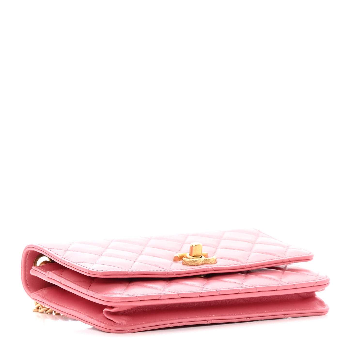 Lambskin Quilted Pillow Crush Wallet On Chain WOC Pink