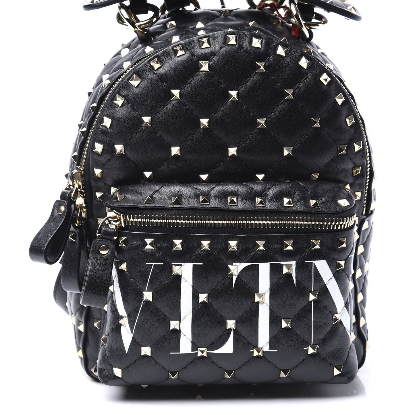 Lambskin VLTN Print Quilted Mini Rockstud Spike Backpack Black