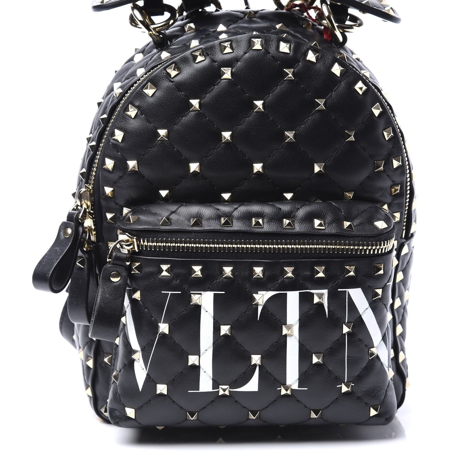 Valentino Garavani Lambskin VLTN Print Quilted Mini Rockstud Spike Backpack Black 8 of 8