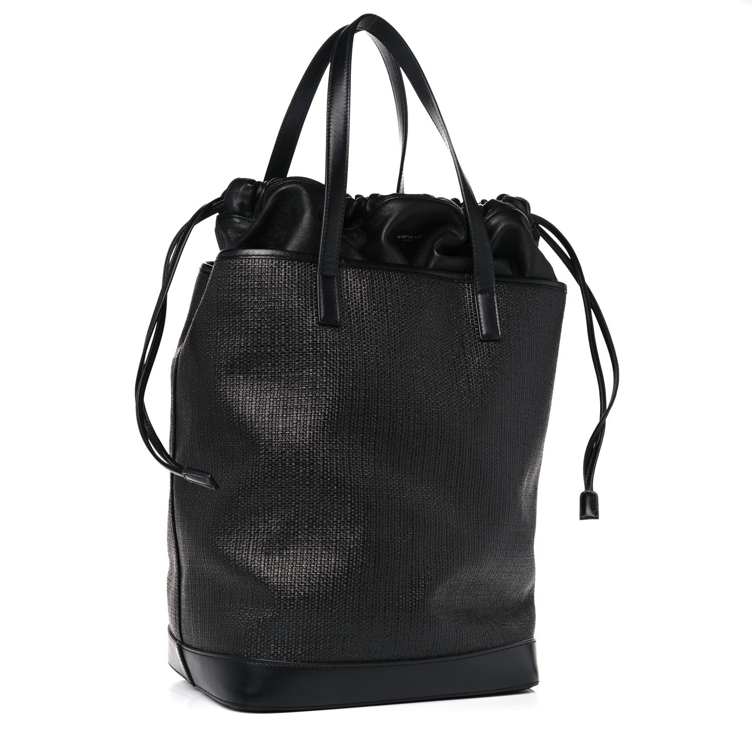 Saint Laurent Linen Canvas Teddy Shopping Bag Black 5 of 14