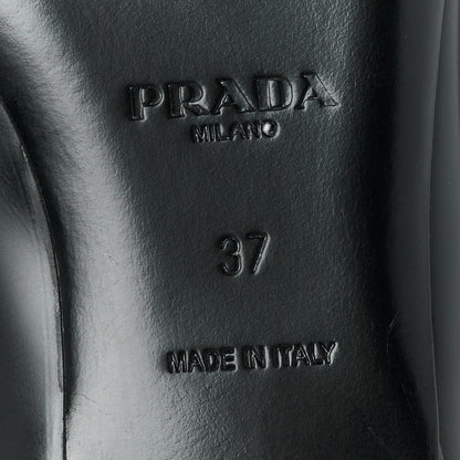 Prada Spazzolato Floral Applique Ballerina Flats 37 Black 8 of 8