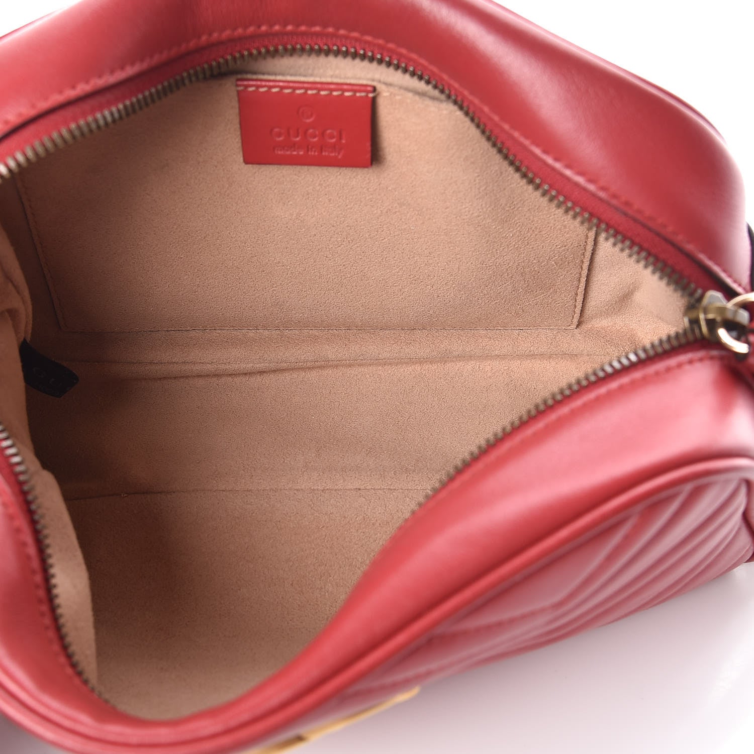Gucci Calfskin Matelasse Small GG Marmont Chain Shoulder Bag Hibiscus Red 5 of 12