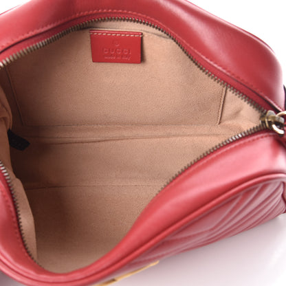 Gucci Calfskin Matelasse Small GG Marmont Chain Shoulder Bag Hibiscus Red 5 of 12