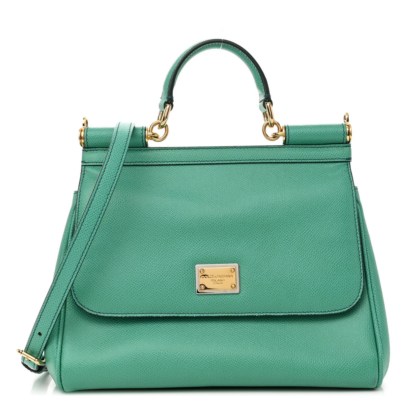 DOLCE &amp; GABBANA Dauphine Calfskin Medium Miss Sicily Satchel Verde Muschio