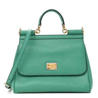 Dolce & Gabbana DOLCE &amp; GABBANA Dauphine Calfskin Medium Miss Sicily Satchel Verde Muschio 1 of 9
