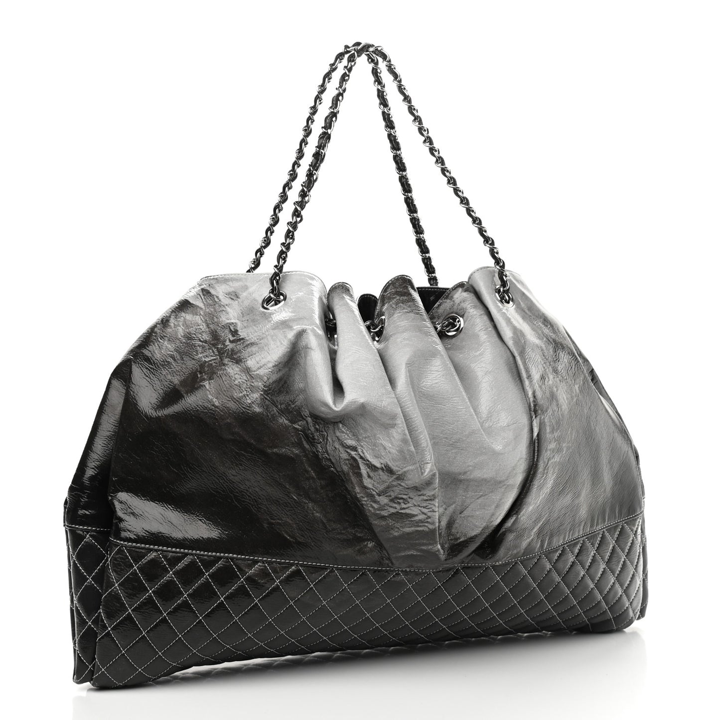 Vinyl Quilted Melrose Degrade Tote Black
