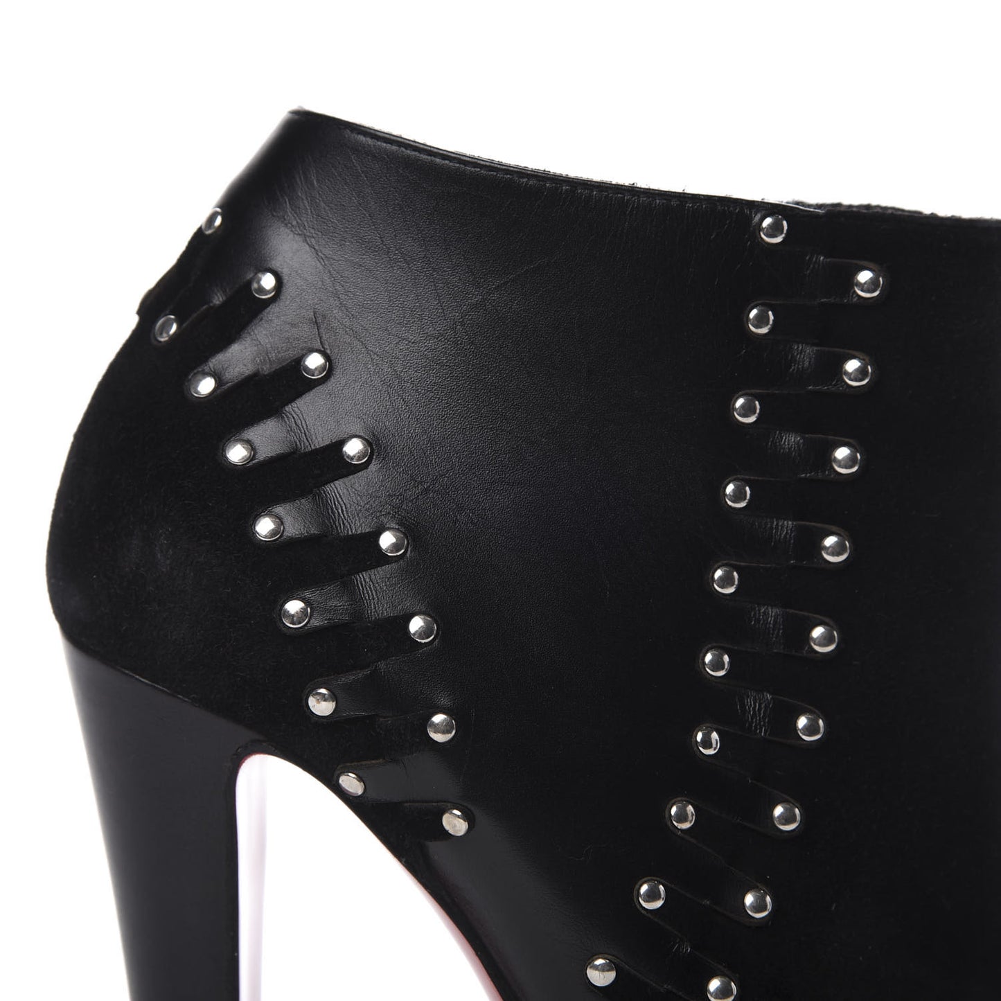 Calfskin Suede Studded 100 Ankle Boots 37 Black