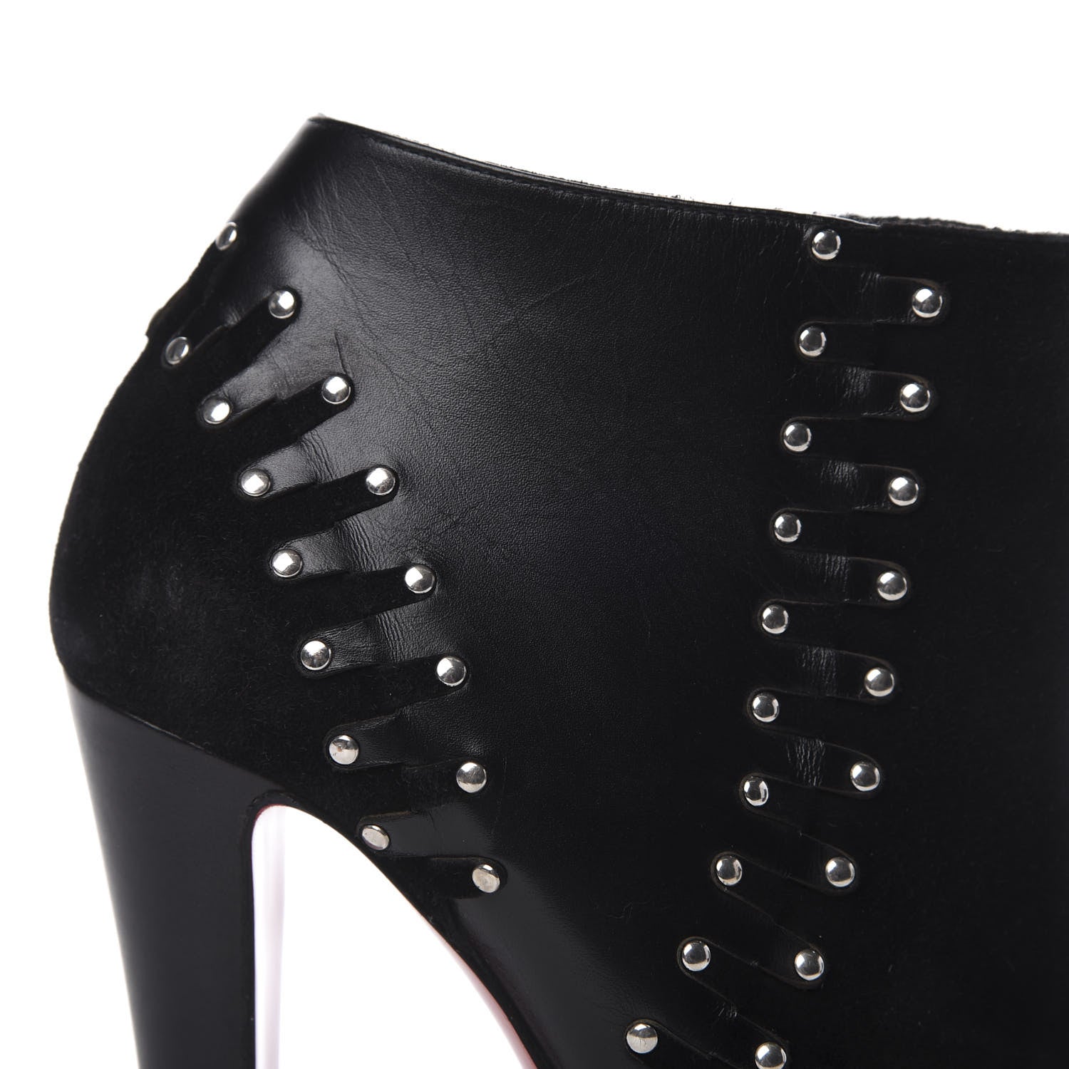 Christian Louboutin Calfskin Suede Studded 100 Ankle Boots 37 Black 11 of 13