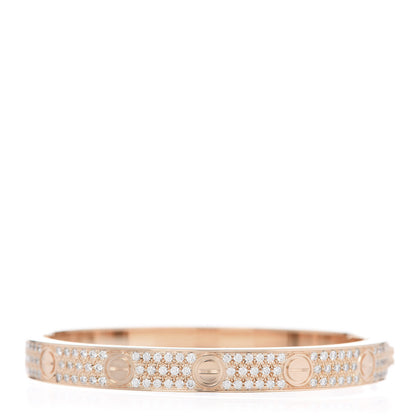 Cartier 18K Pink Gold Diamond LOVE Paved Bracelet 16 3 of 4