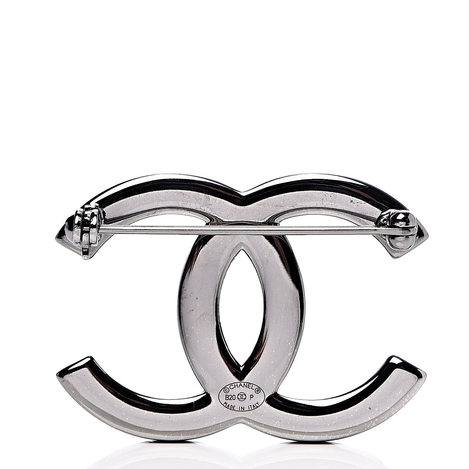 Chanel Ruthenium Pearl Crystal Baguette CC Brooch 3 of 4