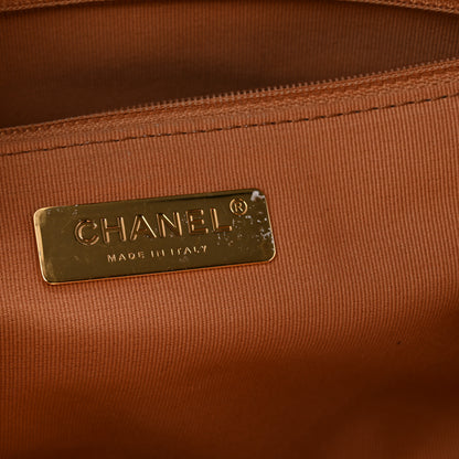 Chanel Lambskin Quilted Chanel 19 East West Shopping Bag Brown 6 of 13