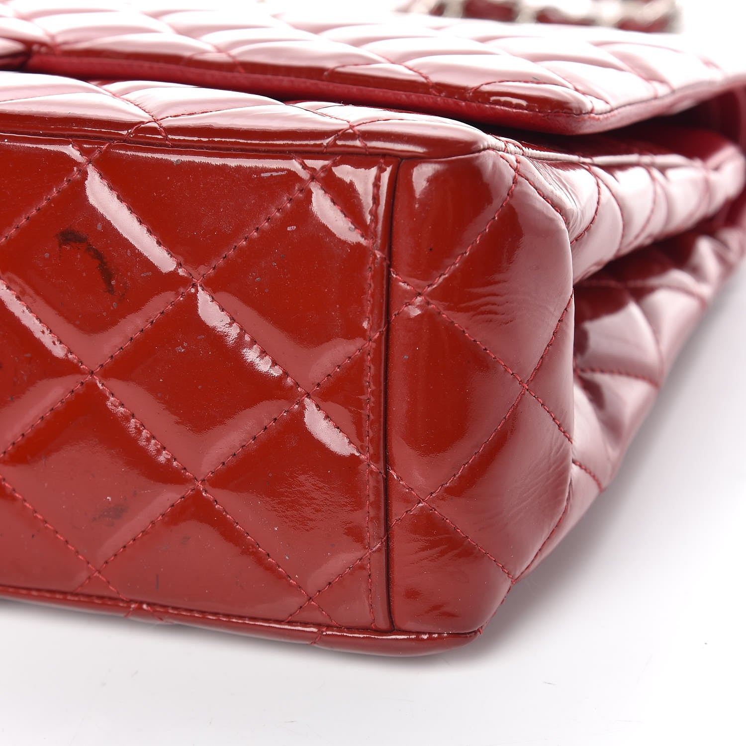 Chanel Patent Quilted Maxi Double Flap Red 28 of 29