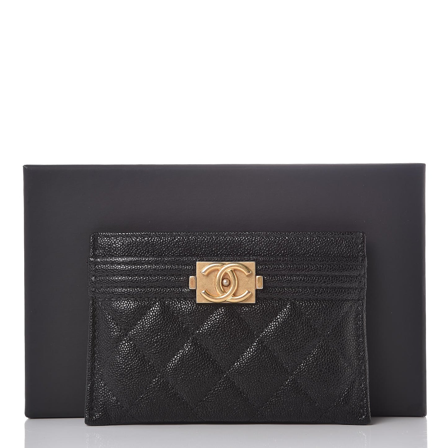 Caviar Quilted Boy Card Holder Black