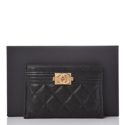 Chanel Caviar Quilted Boy Card Holder Black 9 of 9