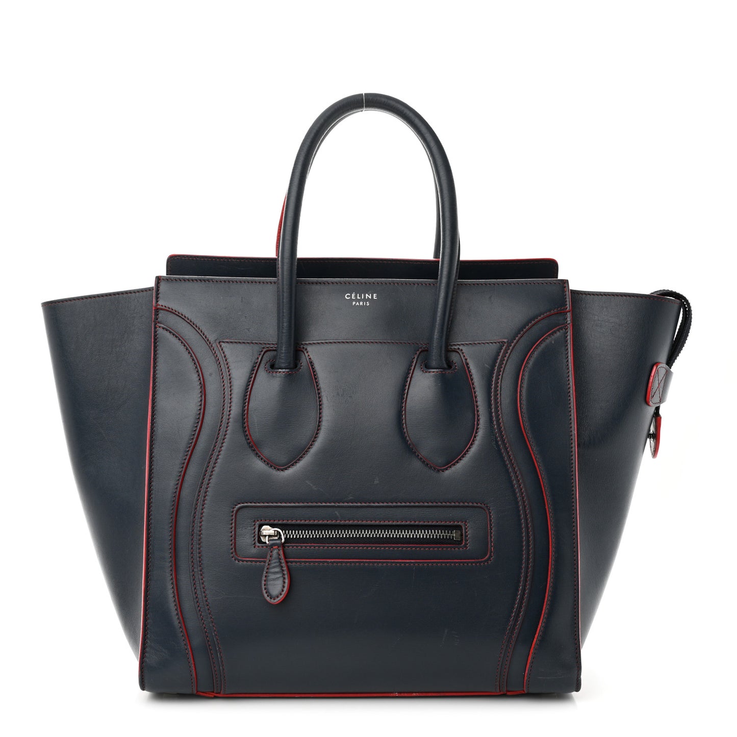 Satin Debossed Calfskin Mini Luggage Navy Blue