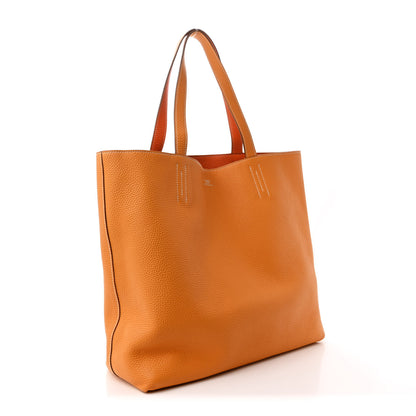 Hermes Taurillon Clemence Double Sens 36 Reversible Tote Moutarde Orange 5 of 17