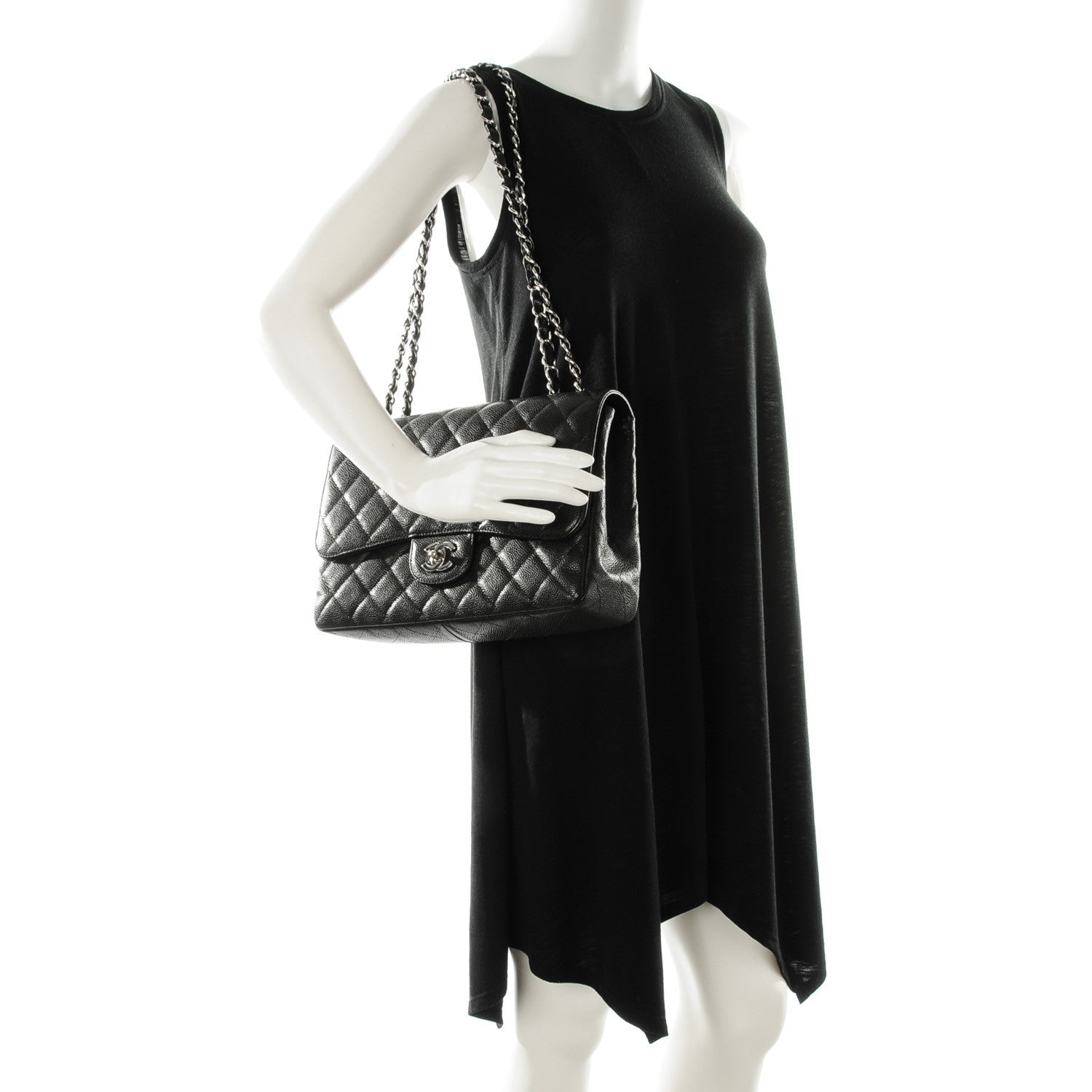 Chanel Caviar Quilted Jumbo Single Flap Black 2 of 9