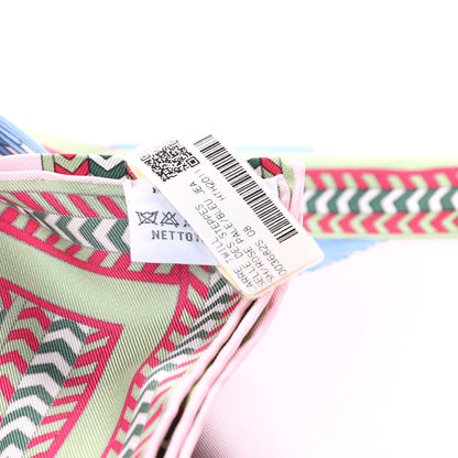 Hermes Silk Selle Des Steppes Scarf 90 Rose Pale Bleu Jean 2 of 5