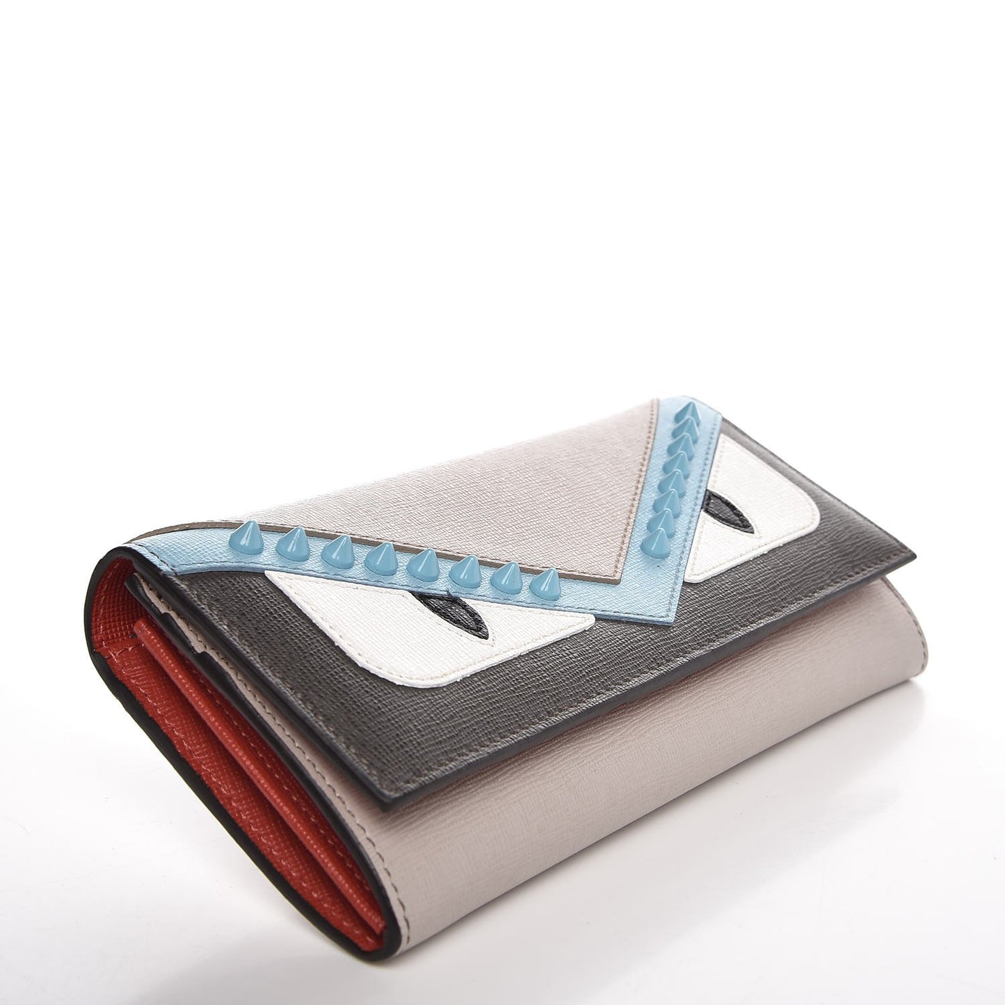 Vitello Elite Monster Eyes Studded Continental Wallet Carbone White Multicolor
