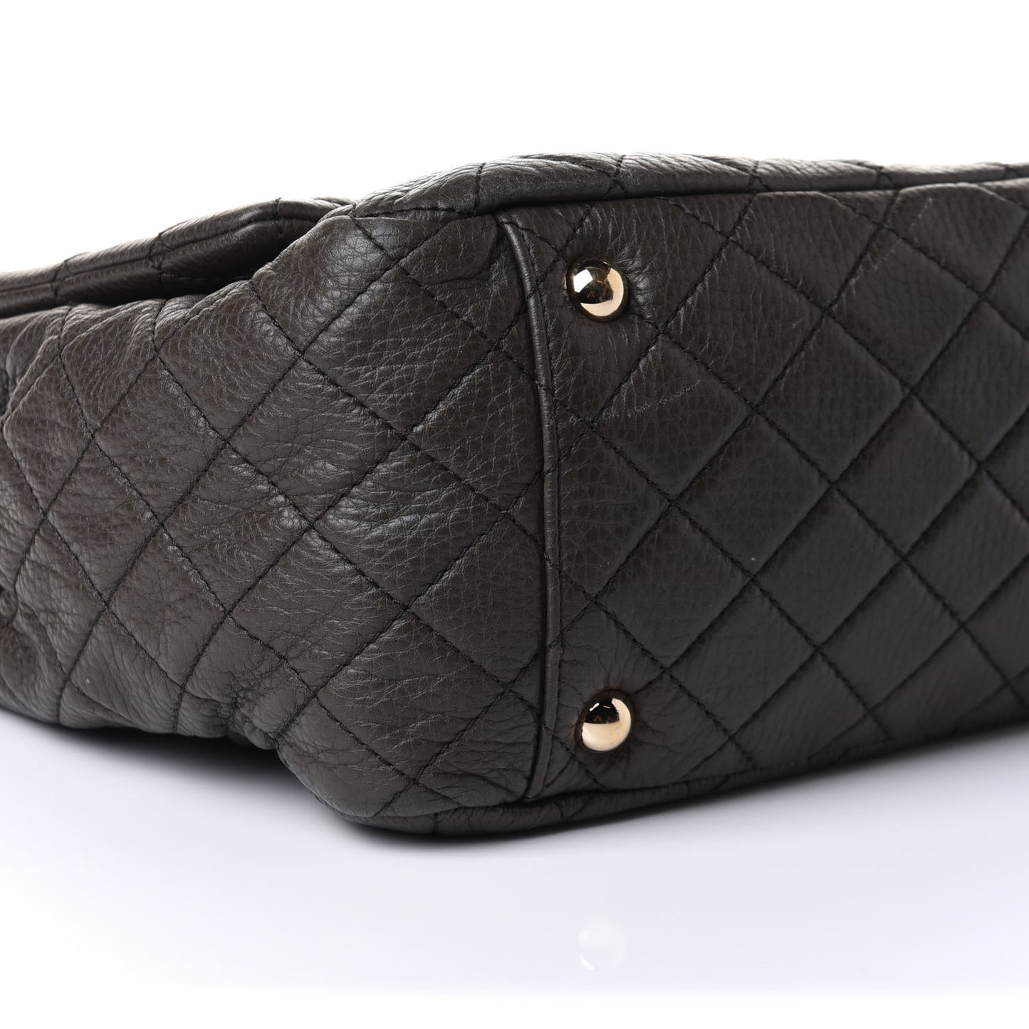 Calfskin Quilted XXL Travel Flap Bag Khaki
