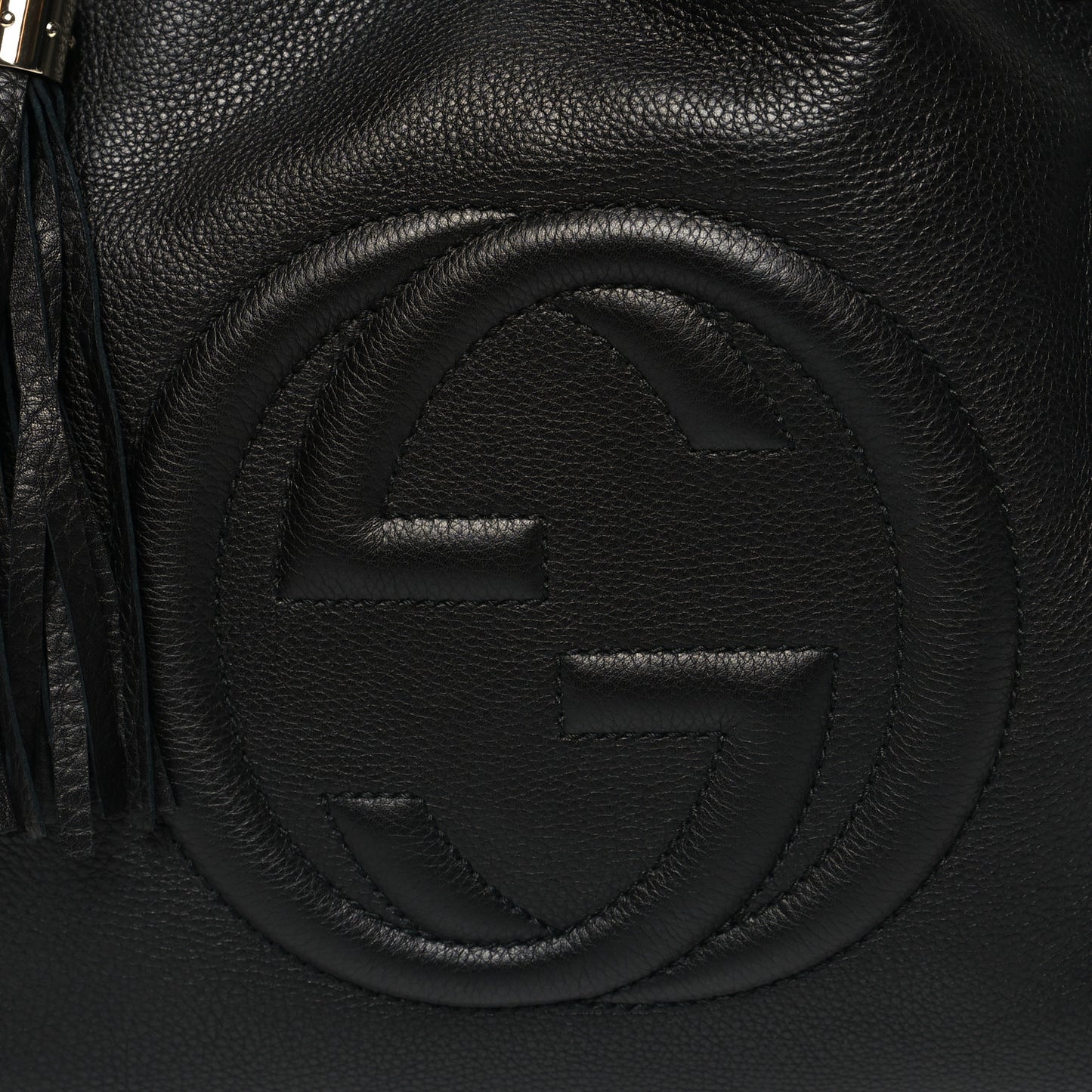 Pebbled Calfskin Medium Soho Shoulder Bag Black