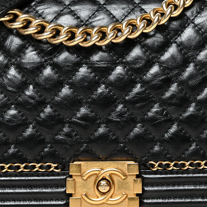Chanel Aged Calfskin Quilted New Medium Jacket Boy Flap Black 8 of 10