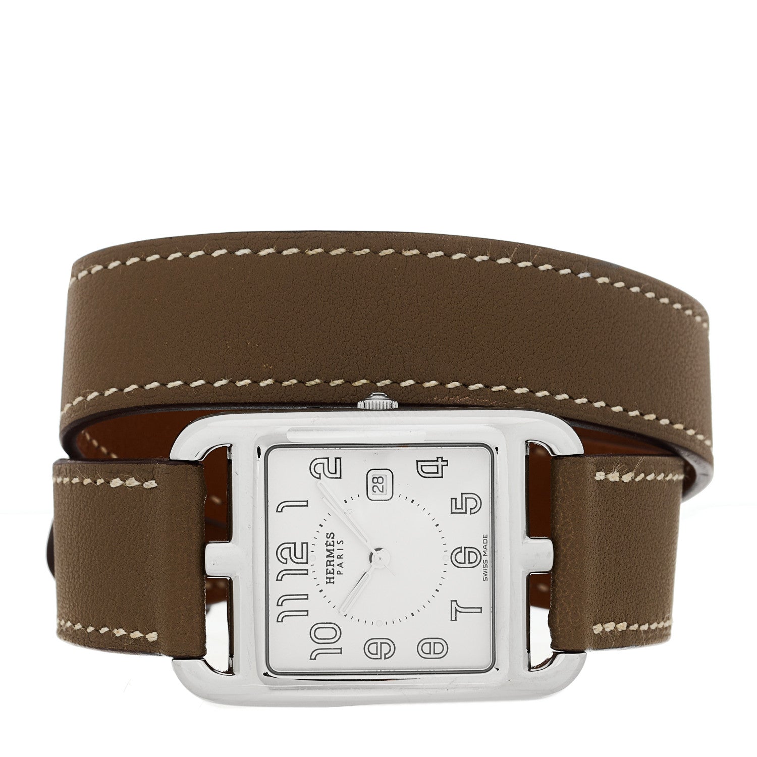 Hermes Stainless Steel Swift 29mm Cape Cod Double Tour Quartz Watch Etoupe 2 of 5