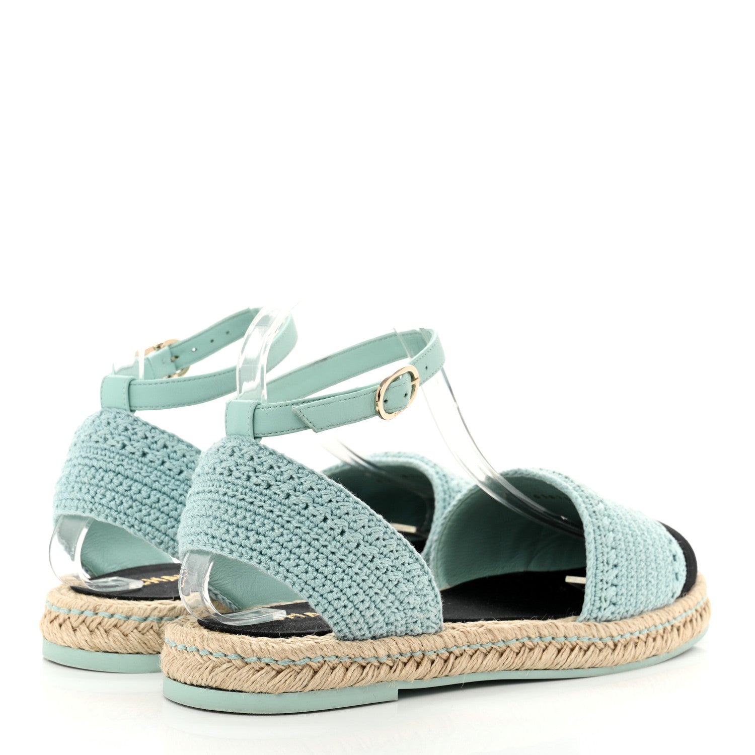 Chanel Embroidery Grosgrain CC Espadrilles 41 Light Blue Black 4 of 12