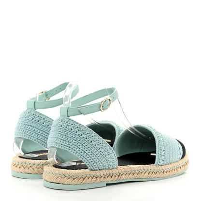 Chanel Embroidery Grosgrain CC Espadrilles 41 Light Blue Black 4 of 12