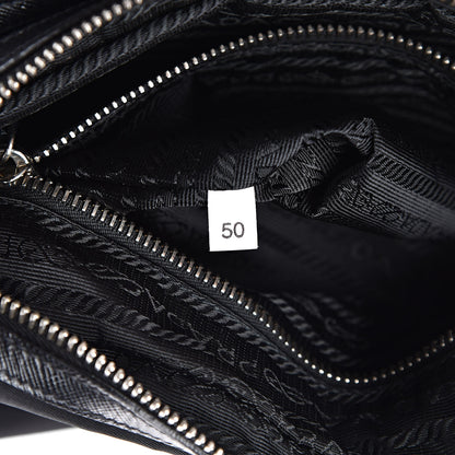 Prada Tessuto Nylon Saffiano Shoulder Bag Black Cuoio 8 of 12