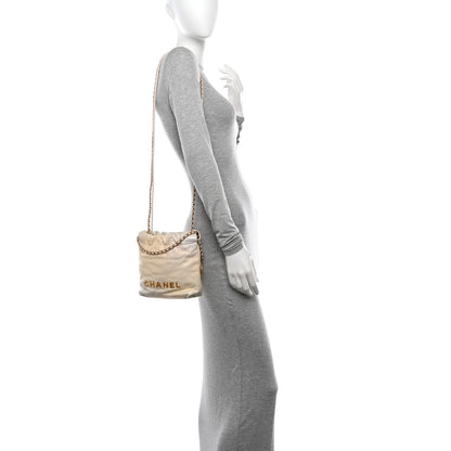 Chanel Pearly Shaded Calfskin Quilted Mini Chanel 22 Ecru Golden 2 of 10