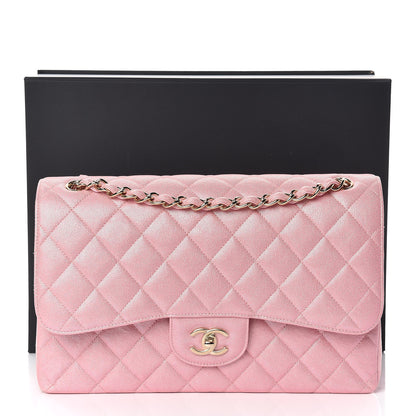 Chanel Iridescent Caviar Quilted Jumbo Double Flap Rose Pink 11 of 11