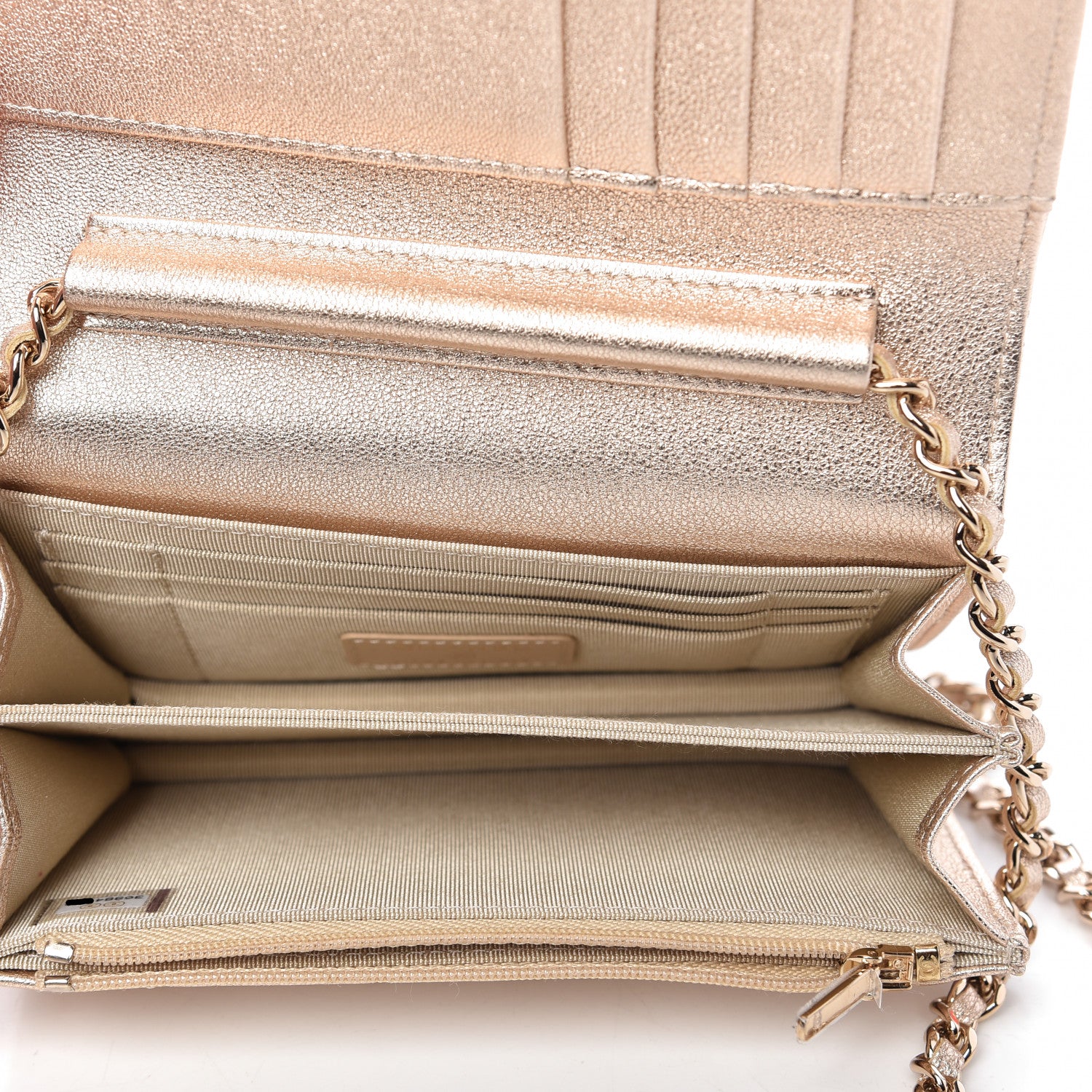 Chanel Metallic Lambskin Quilted Mini Wallet On Chain WOC Gold 5 of 10