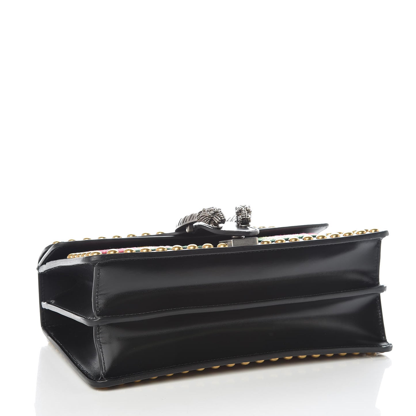 Calfskin Floral Embroidered Studded Small Dionysus Shoulder Bag Black