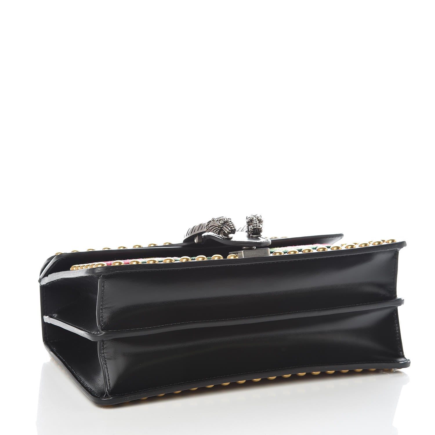 Gucci Calfskin Floral Embroidered Studded Small Dionysus Shoulder Bag Black 5 of 10