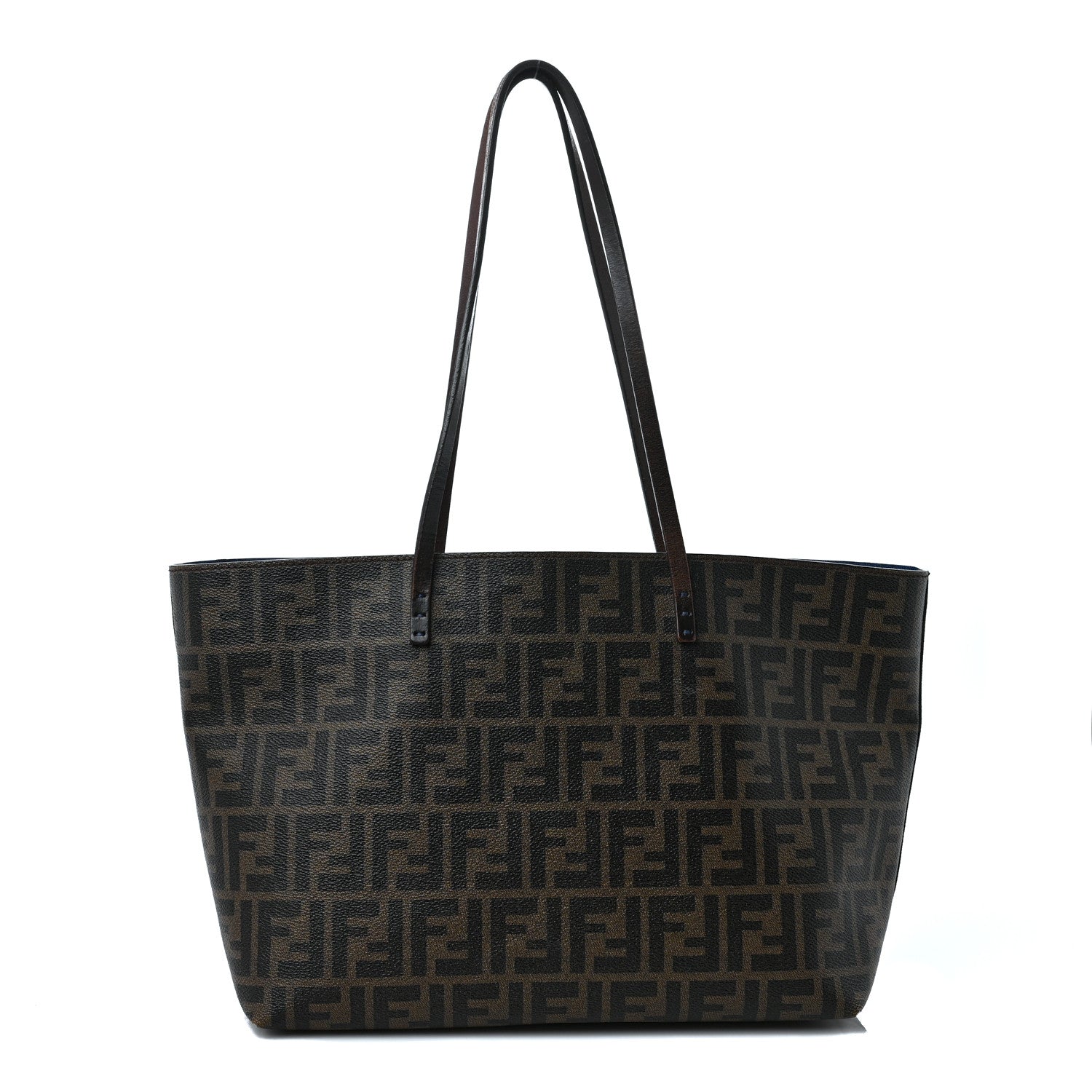 Fendi Zucca Spalmati Small Roll Tote Tobacco Blue 1 of 10