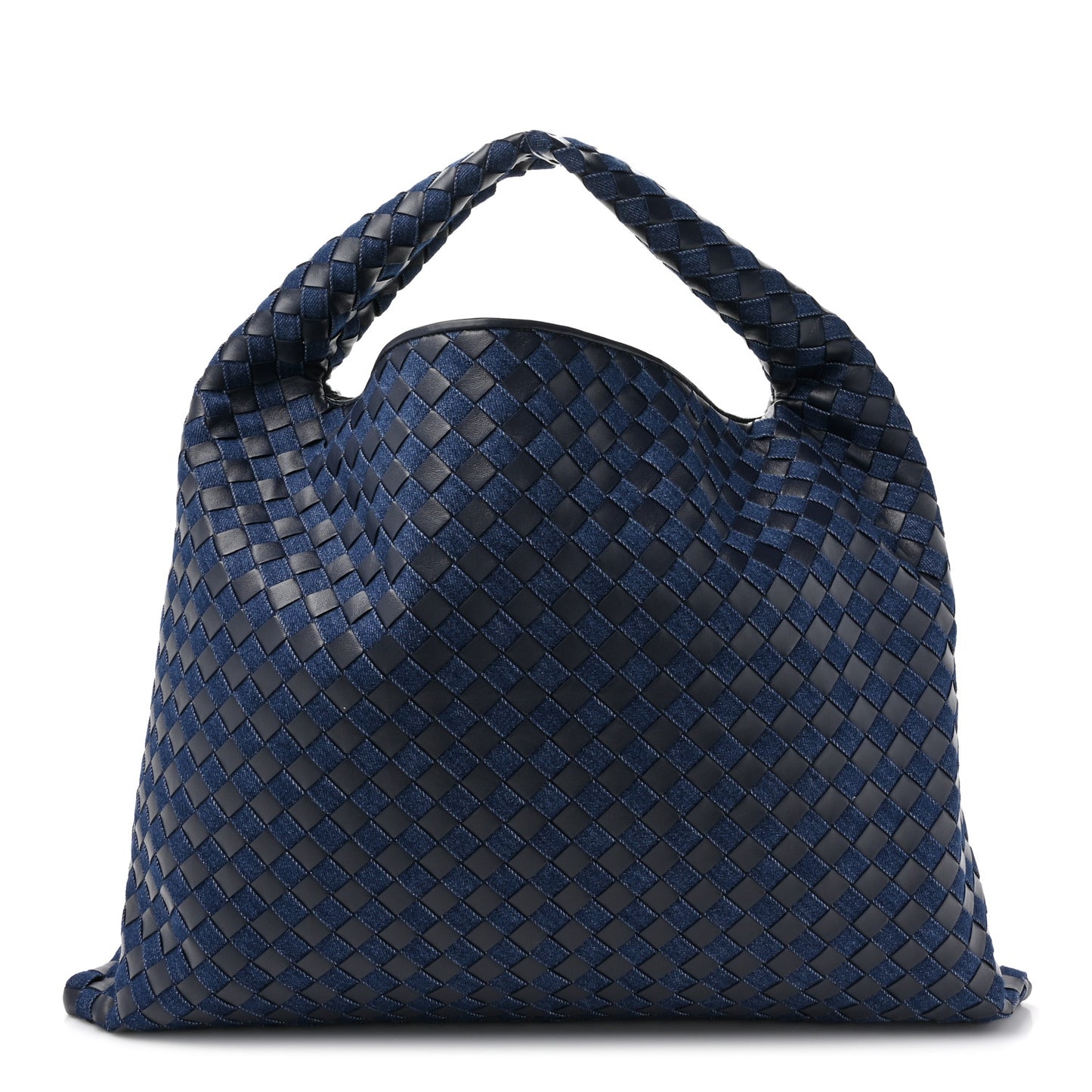 Denim Calfskin Intrecciato Large Hop Abyss Indigo