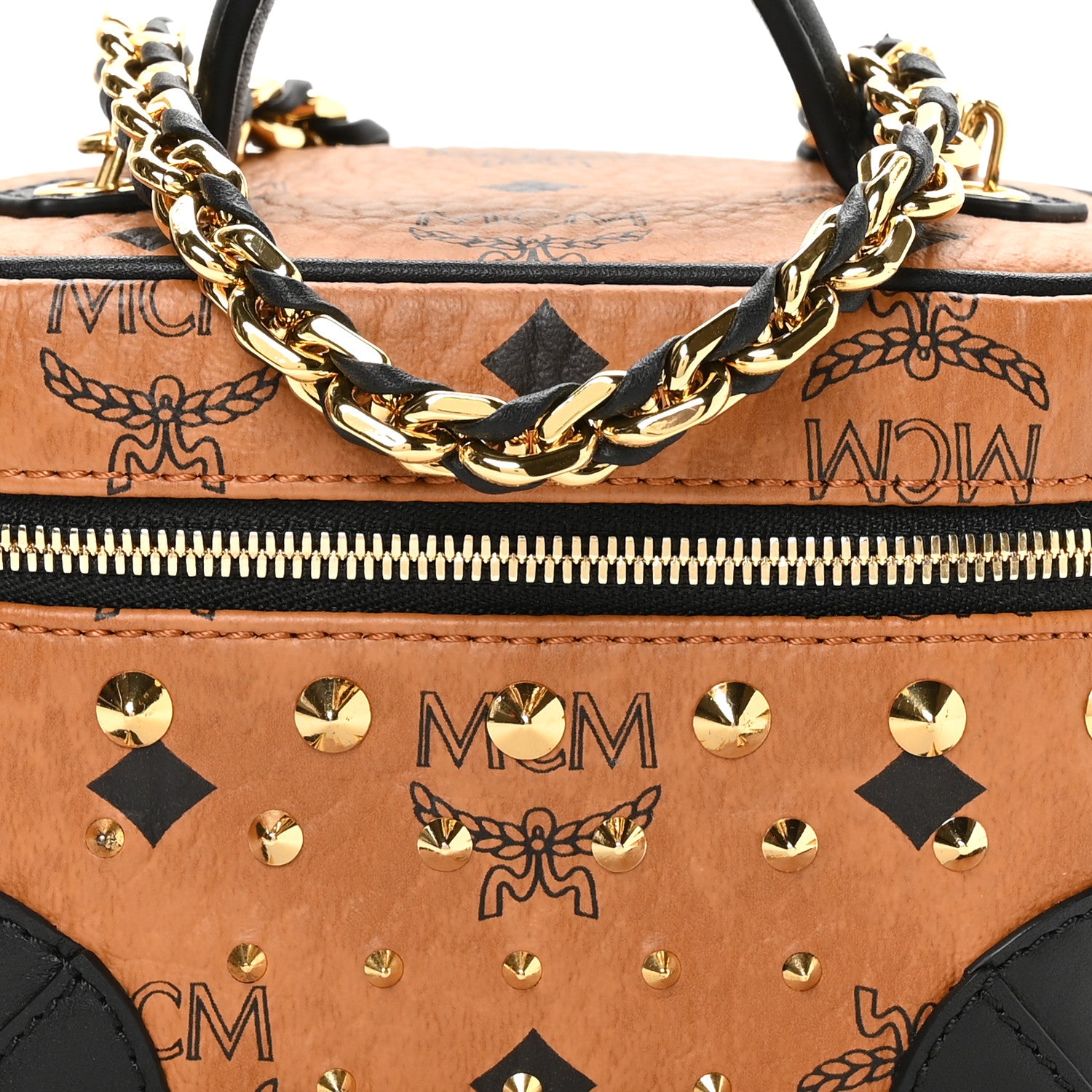 MCM Visetos Rockstar Stud X-Mini Vanity Case Cognac 1814979