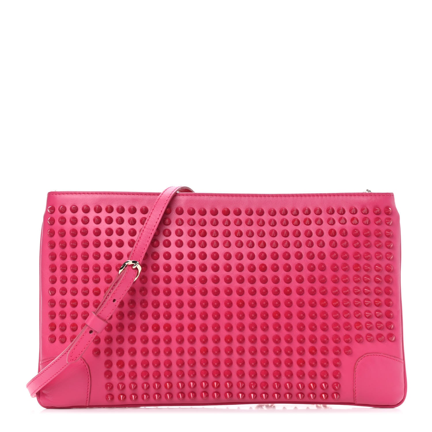 Christian Louboutin Calfskin Spikes Loubiposh Chain Clutch Fuchsia 1 of 11