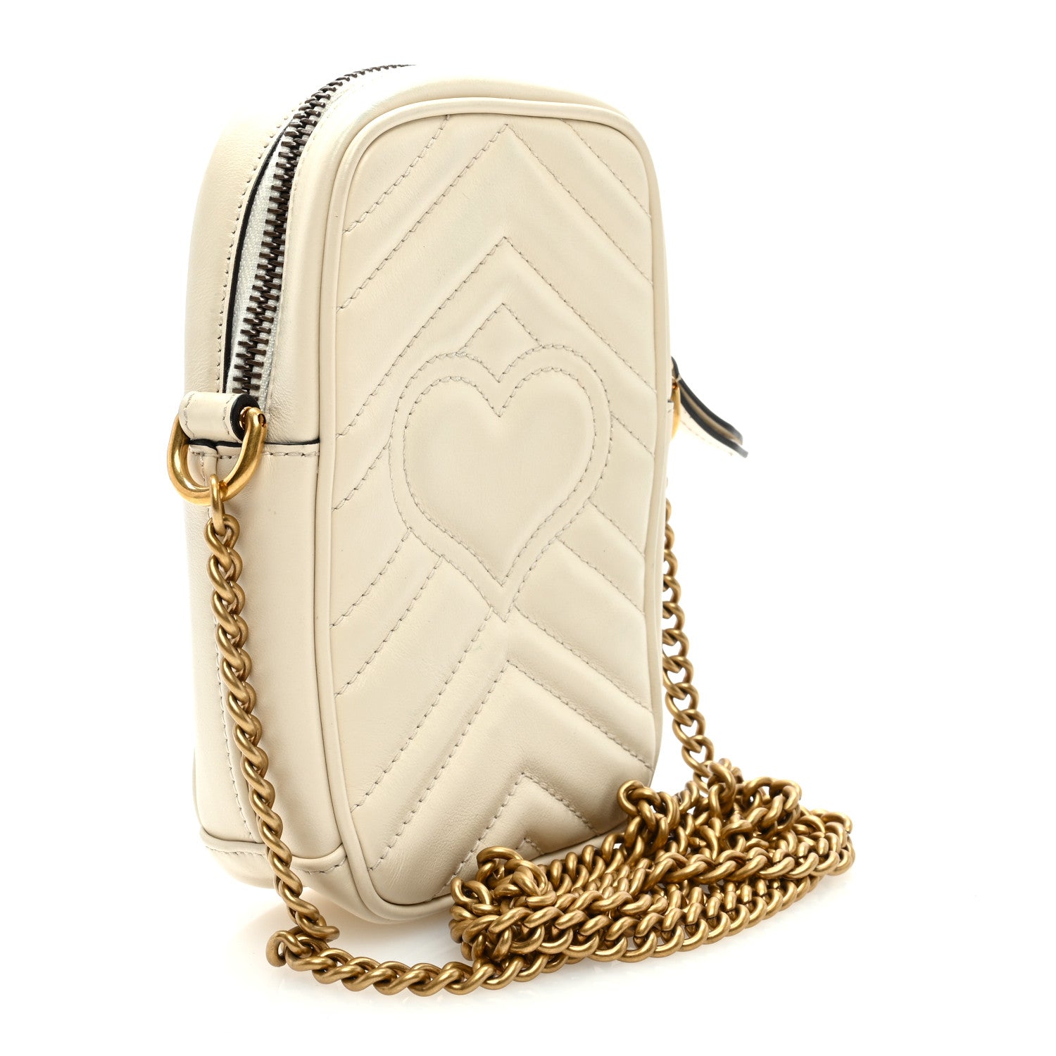 Gucci Calfskin Matelasse Mini GG Marmont Crossbody Bag White 2 of 7