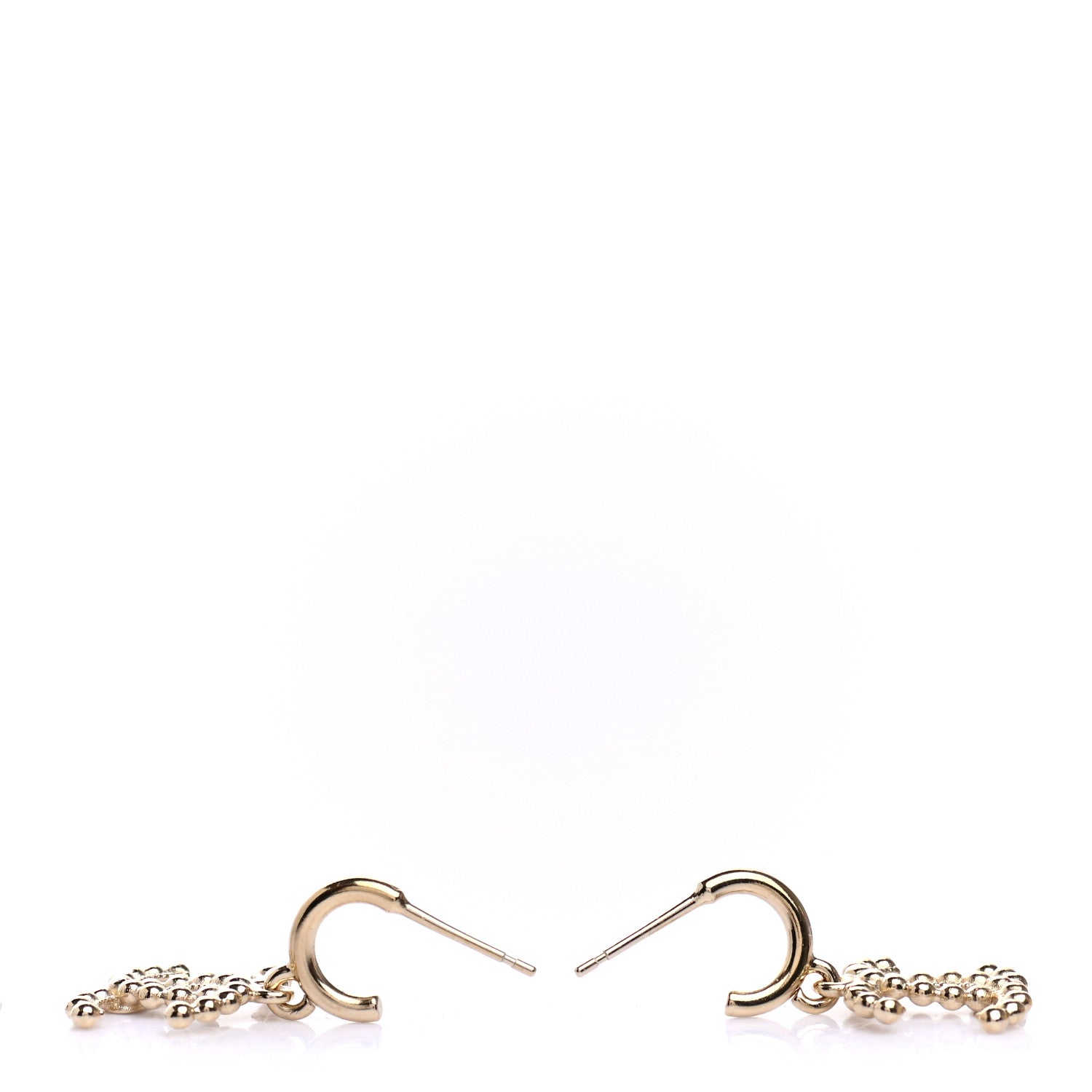 Chanel Metal Bead CC Drop Earrings Gold 3 of 4