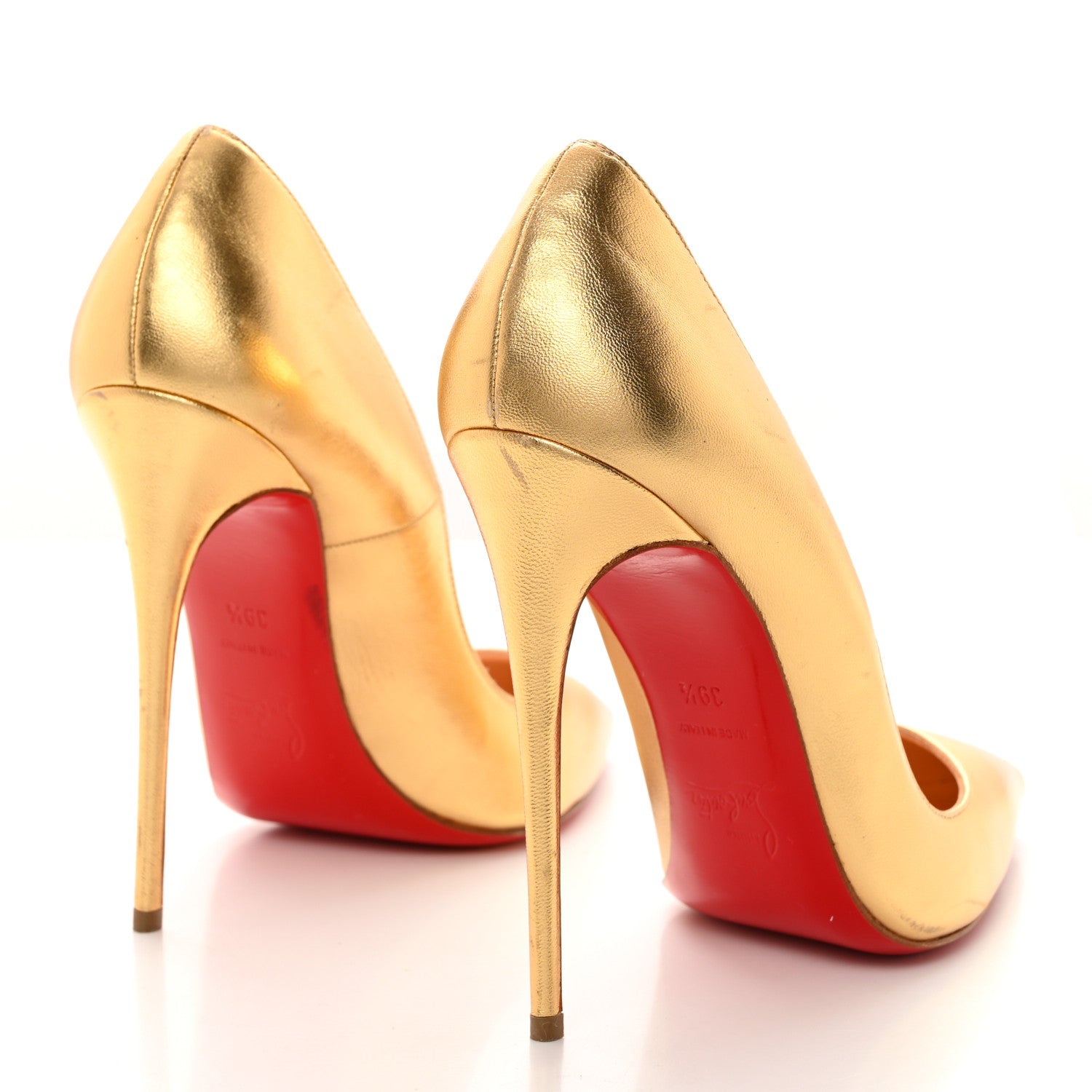 Christian Louboutin ゴールド ハイヒール Christian Louboutin Metallic Calfskin So Kate 120 Pumps 39.5