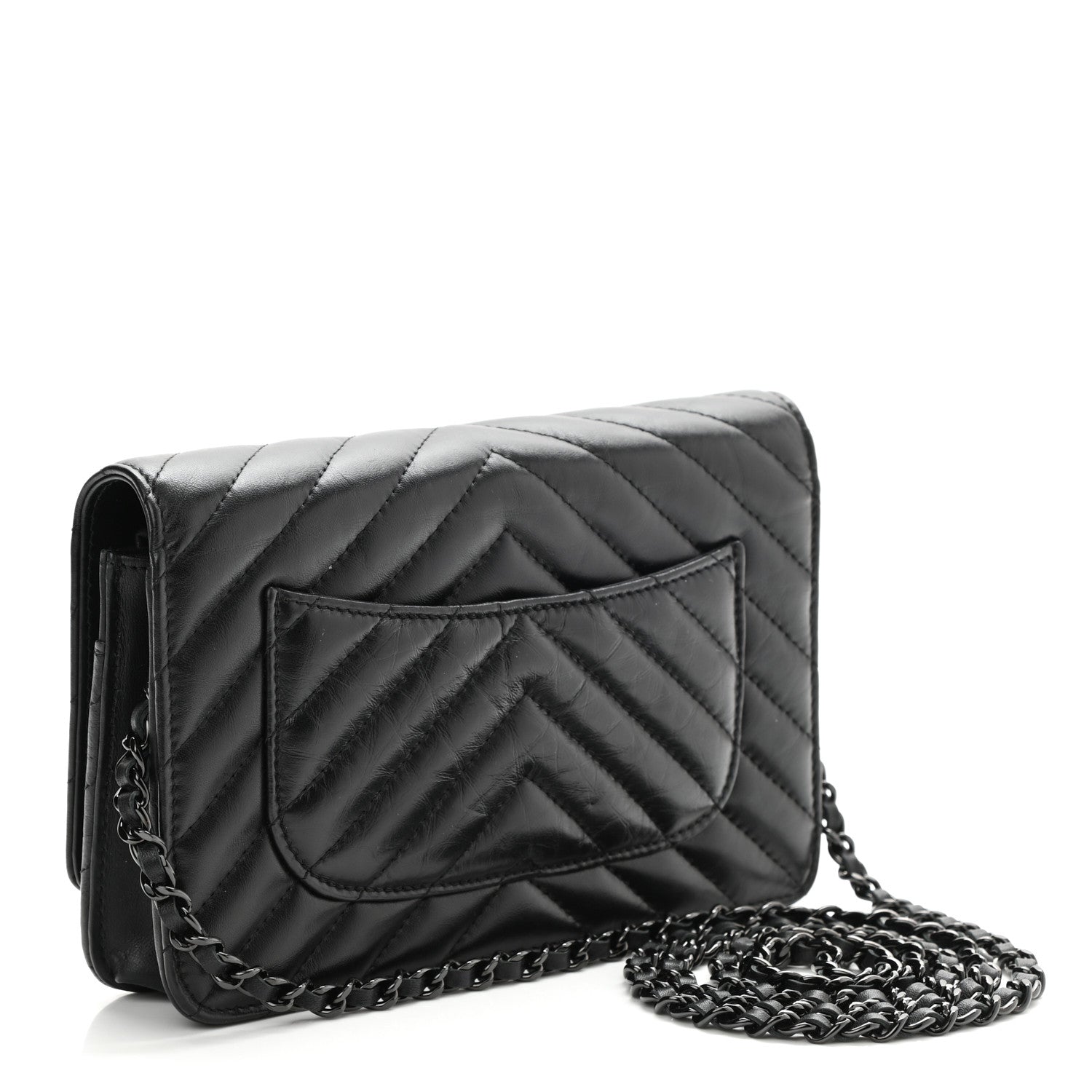 Chanel Chevron Reissue Wallet On Chain WOC So Black 3 of 12