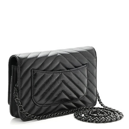 Chanel Chevron Reissue Wallet On Chain WOC So Black 3 of 12