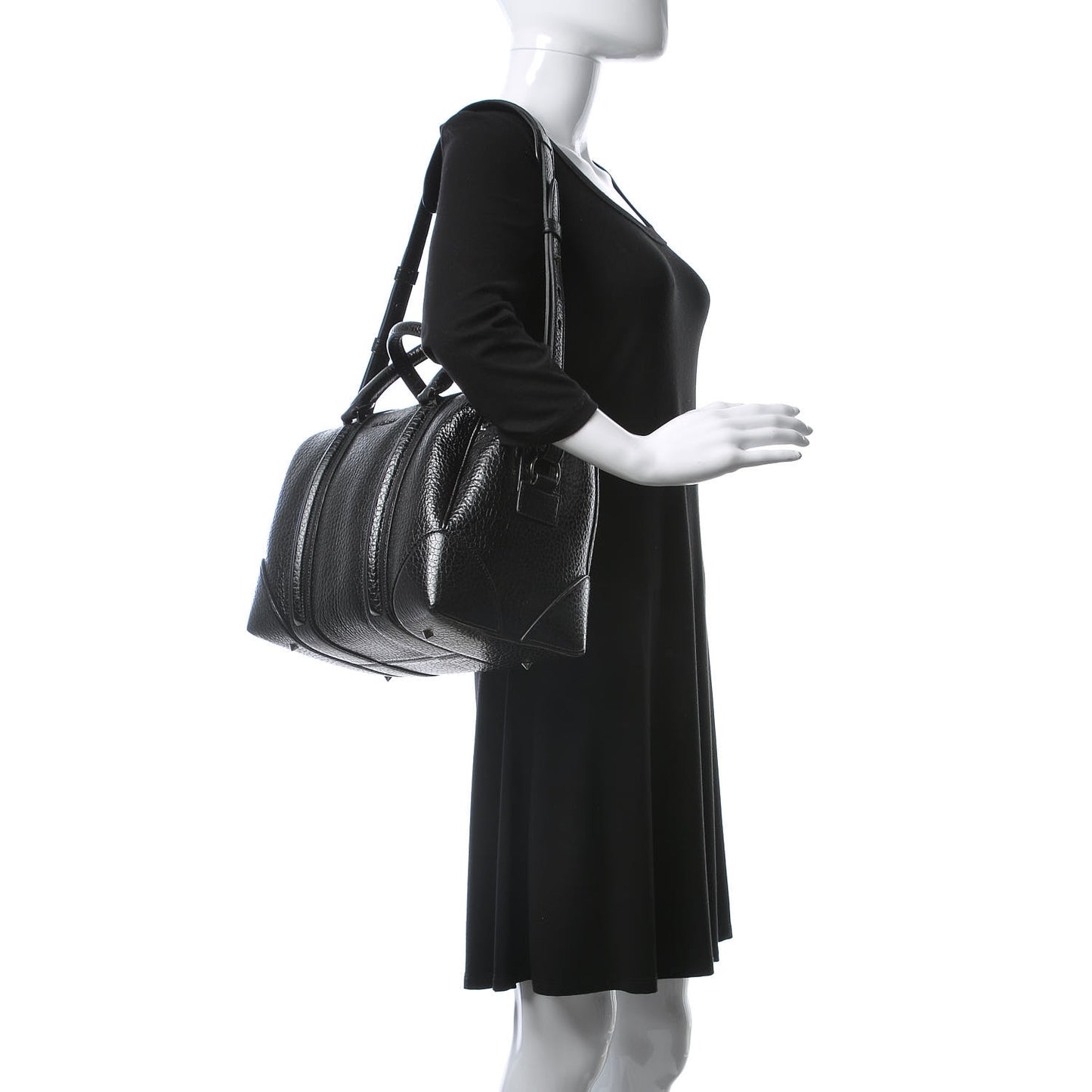 Glazed Pebbled Calfskin Medium Lucrezia Black